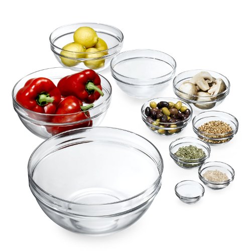 Glass 10-Piece Set Stackable Bowl Set