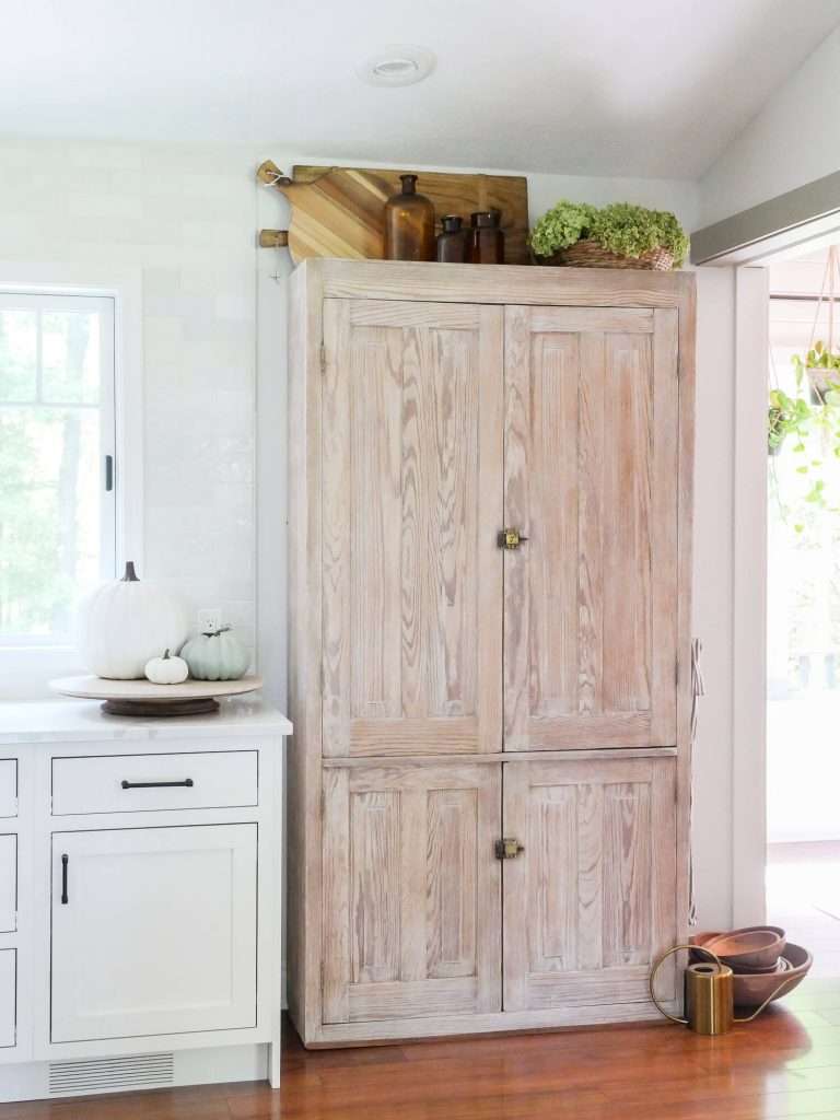 Cabinet after lightening the wood.