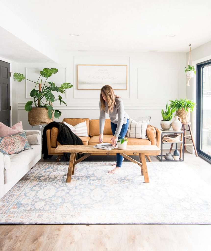 Modern farmhouse basement sofa