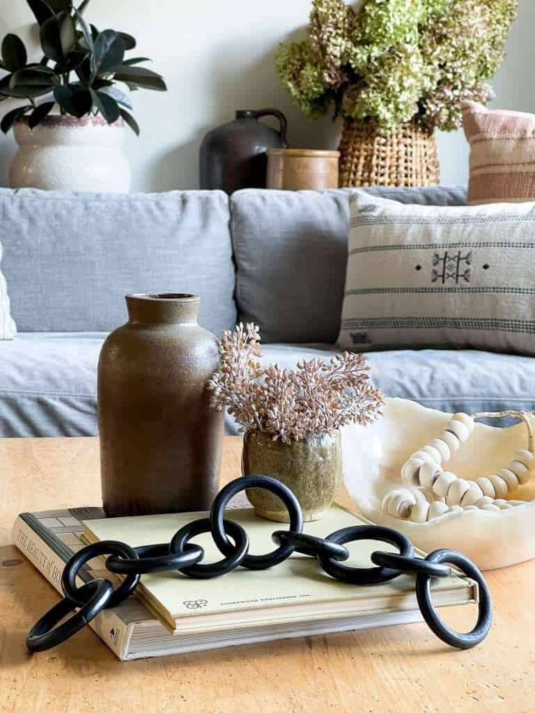 DIY wood links on a table.