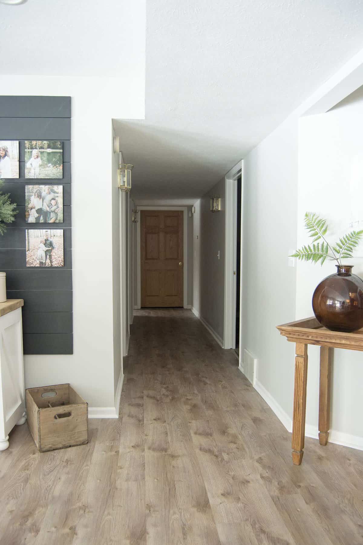 Looking for beautiful basement flooring that will stand up to water, pets and kids? Here is a modern farmhouse basement makeover with flooring made to last. #modernfarmhouse #basementflooring #basementremodel #fromhousetohaven