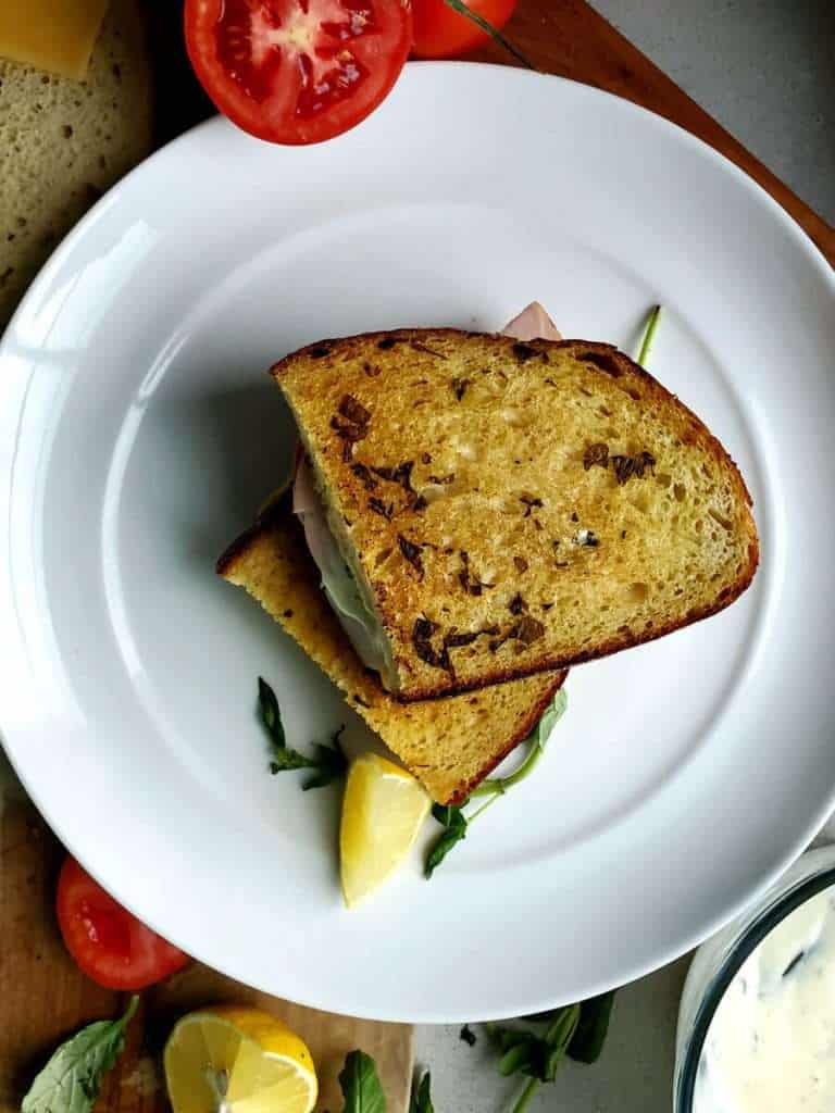 Leftover Turkey Grilled Cheese With Lemon Basil Mayo