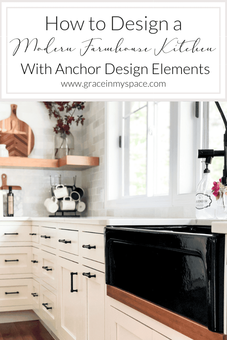 Do you love modern farmhouse style? Here are tips for how to use a black farmhouse sink to anchor your kitchen remodel design. Plus, how to mix finishes! #fromhousetohaven #fireclayfarmhousesink #blacksink