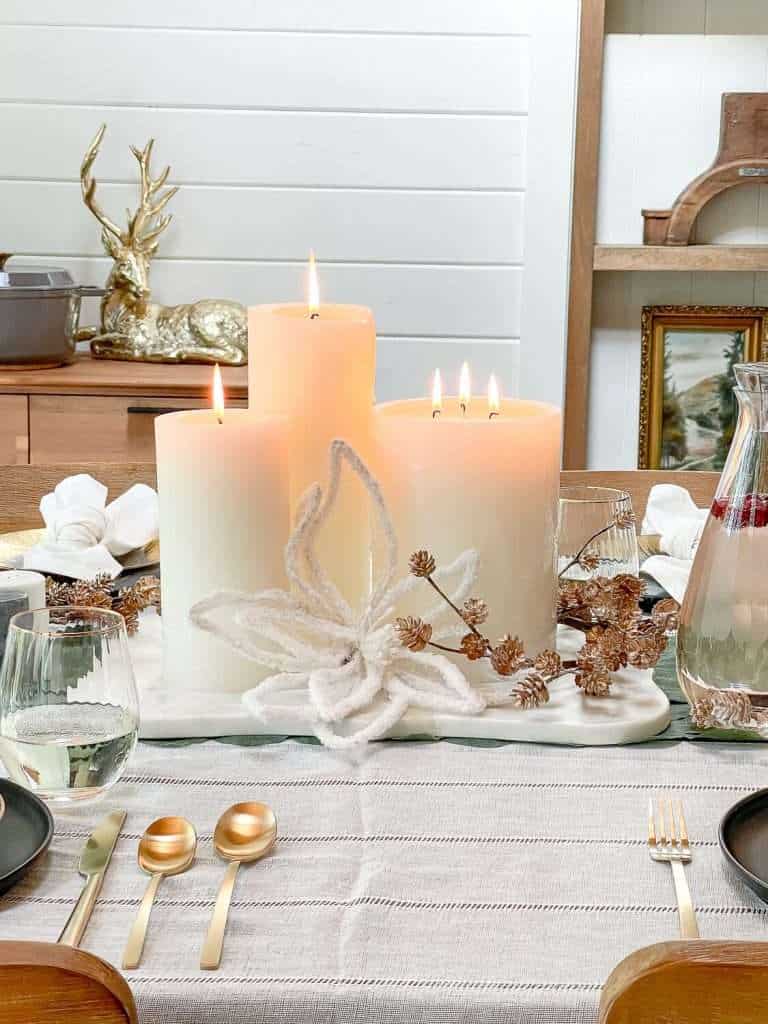 Simple candle centerpiece.