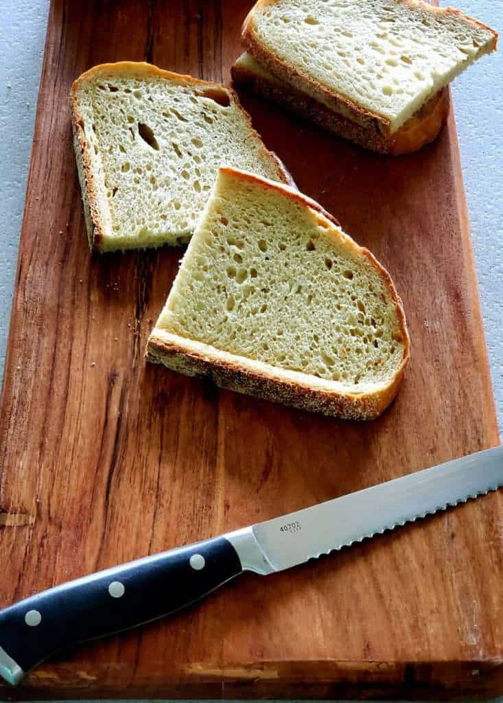 Sliced sourdough bread.