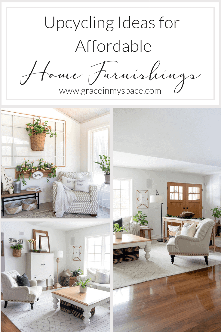 Do you enjoy the concept of reduce, reuse, recycle? Today I'm sharing my favorite clever upcycling ideas for affordable home furnishings! #fromhousetohaven #upcyclingideas #repurposeddecor