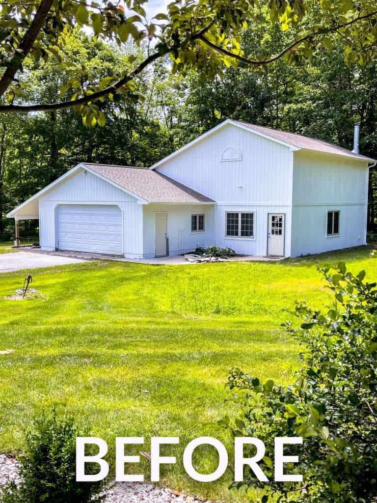 Before photo of barn without doors painted