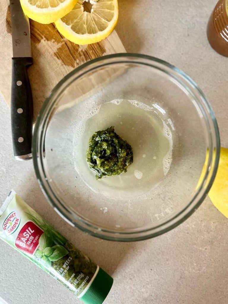 Basil paste and lemon juice.