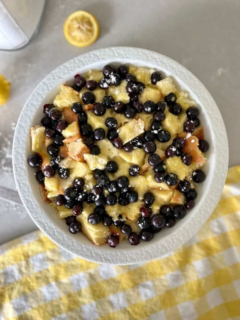 Blueberry lemon overnight sourdough french toast bake.