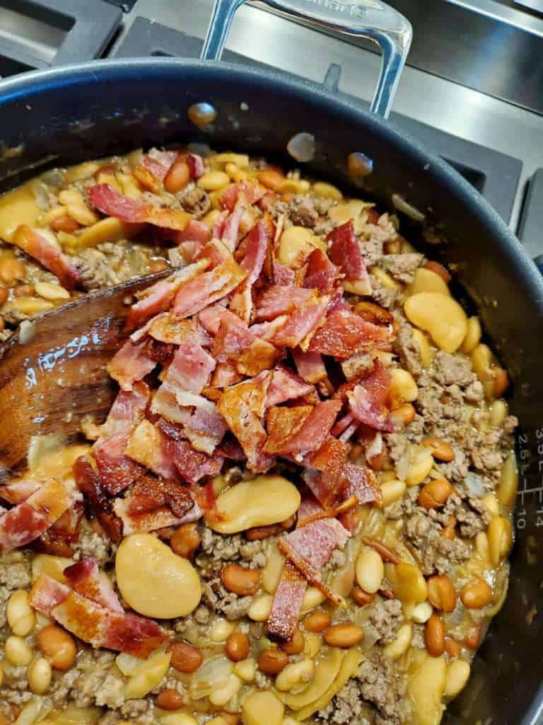 Bourbon bacon butter bean skillet