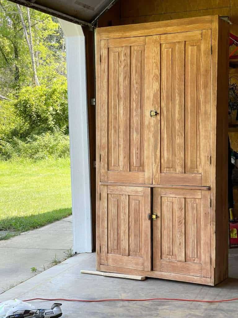 Fully sanded cabinet.