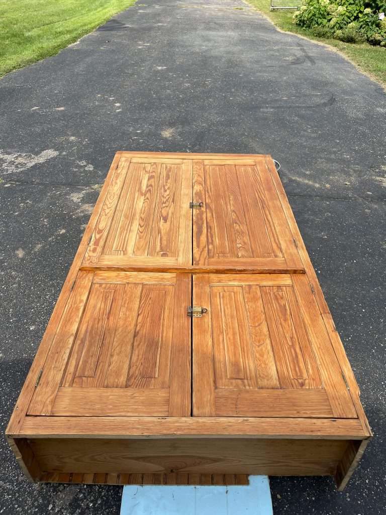 Cabinet after applying bleach.