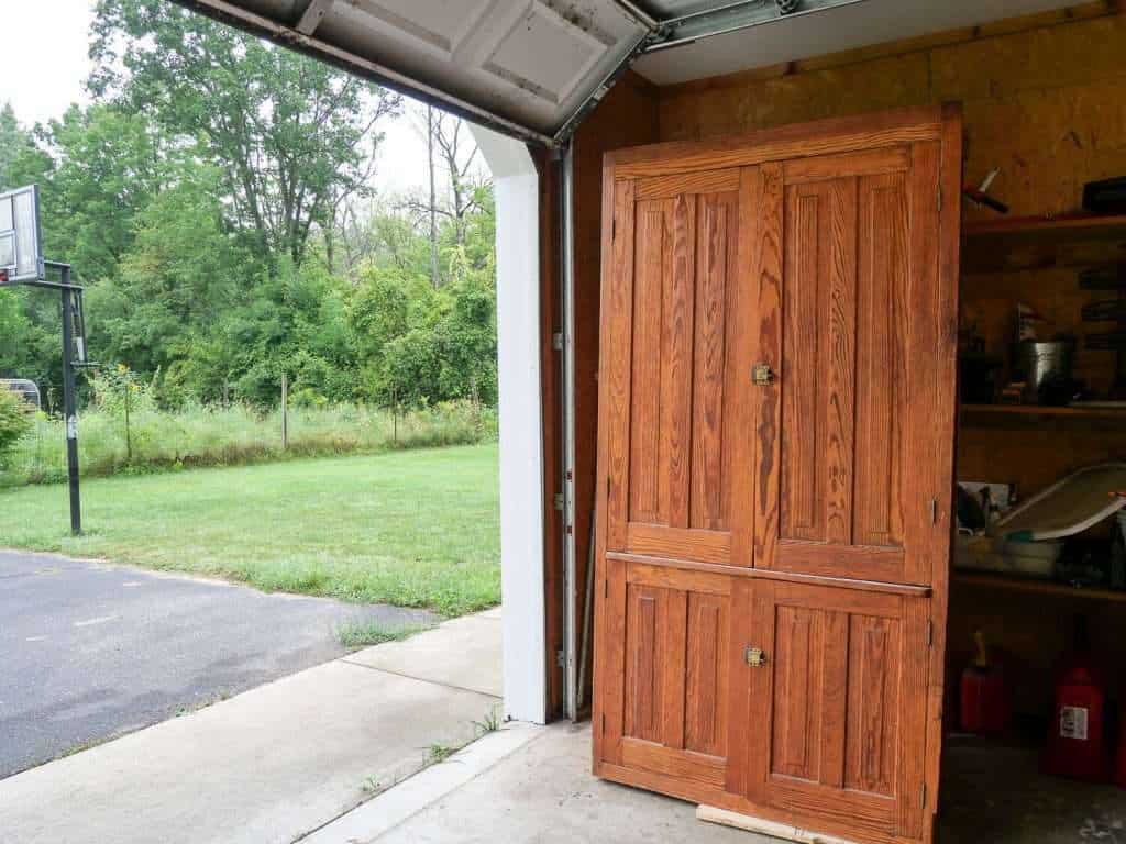 Pine cabinet before refinishing.