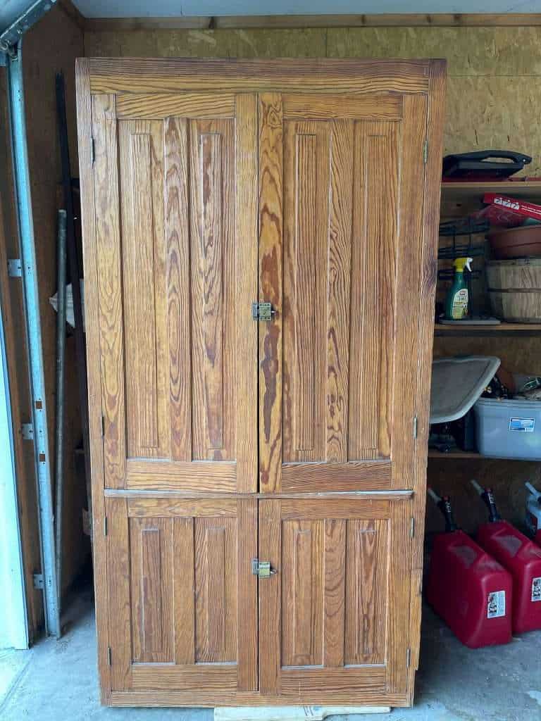 Original cabinet before refinishing.