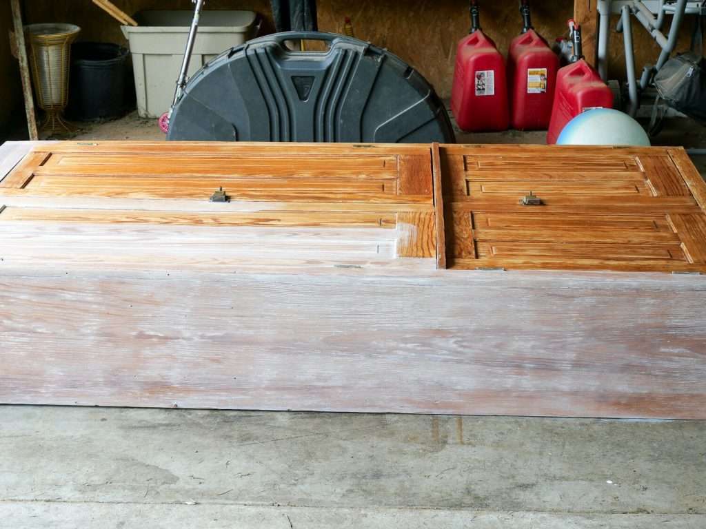 Antique white stain on a cabinet for how to lighten stained wood.