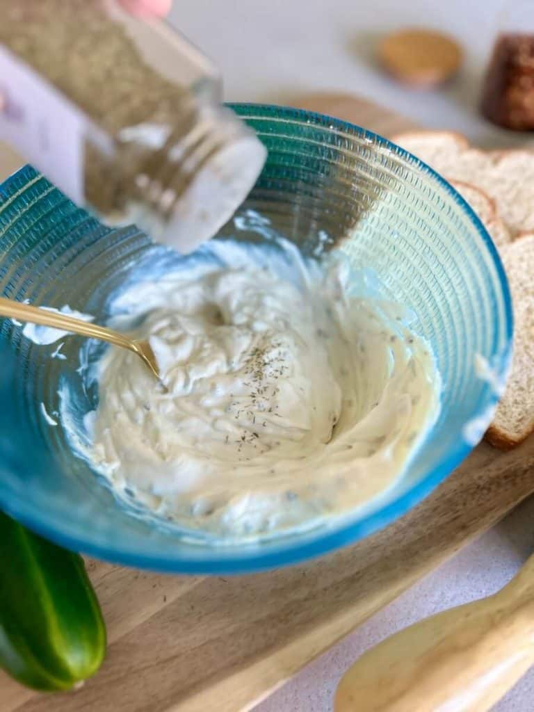 Mixing together ingredients in a bowl