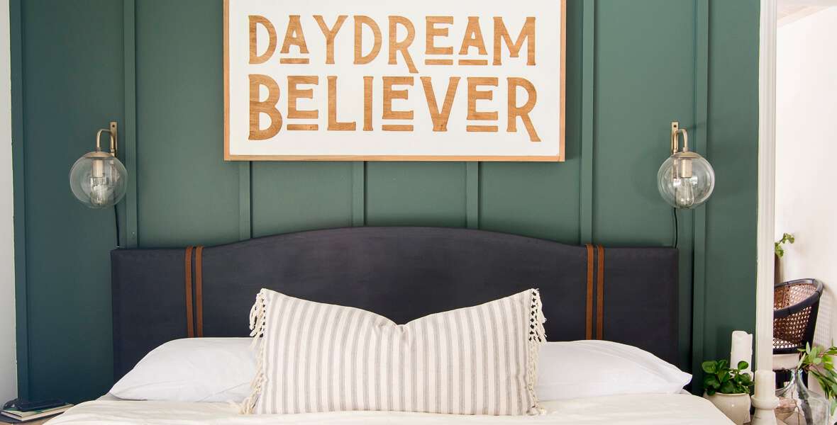 Painted DIY Upholstered Bed Frame Makeover