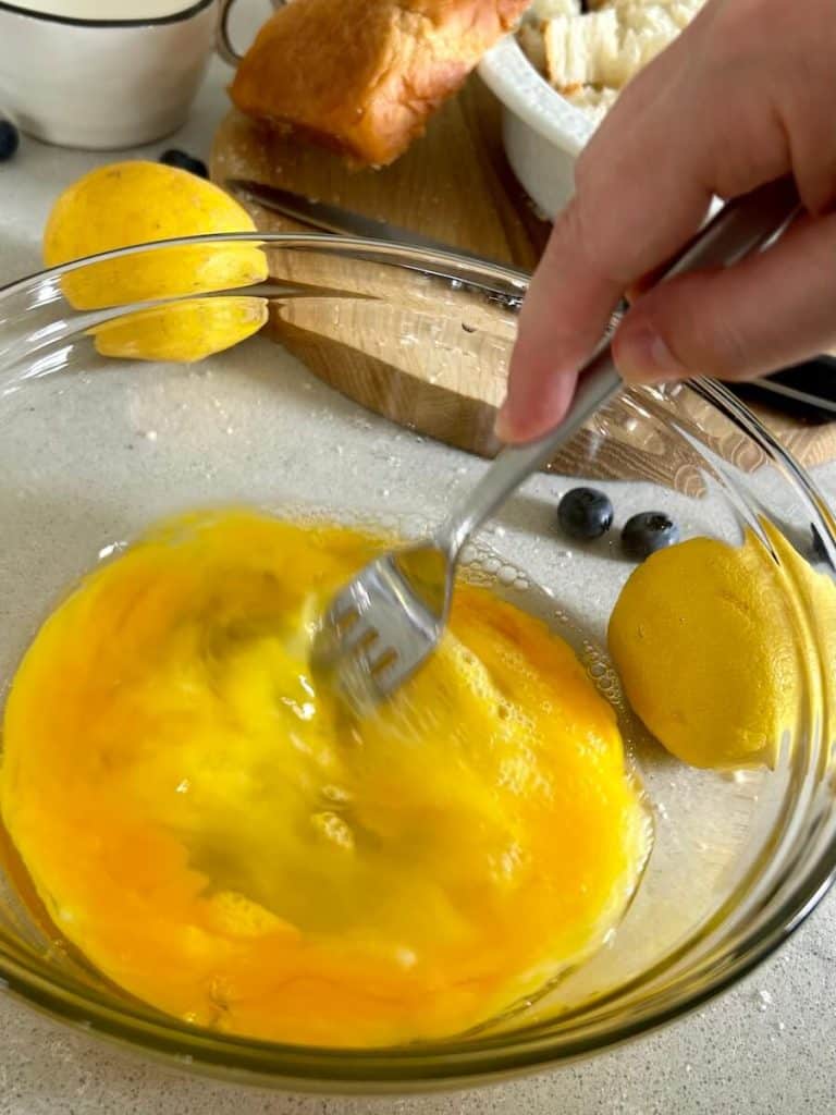 Whisking eggs.