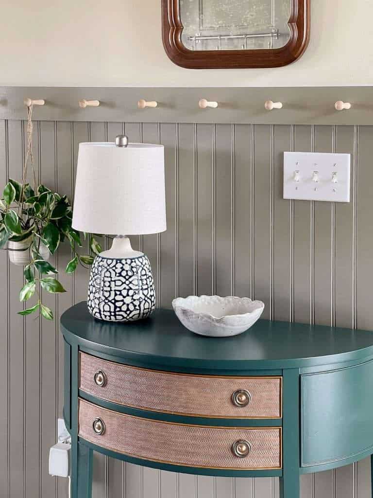 Console table decorated in an Airbnb