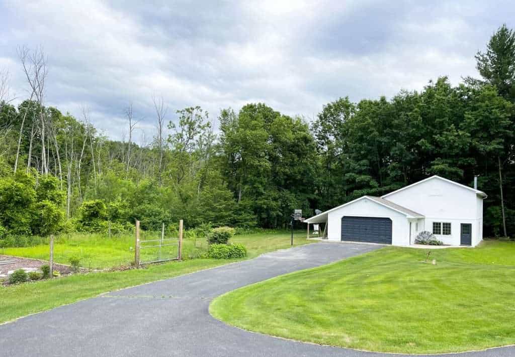 White barn in a landscape