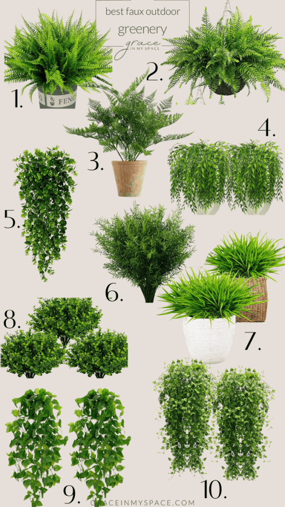 Faux plants for front porch: greenery