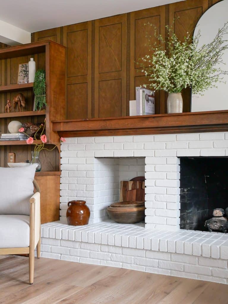 Bouquet of the best faux floral stems on a fireplace.