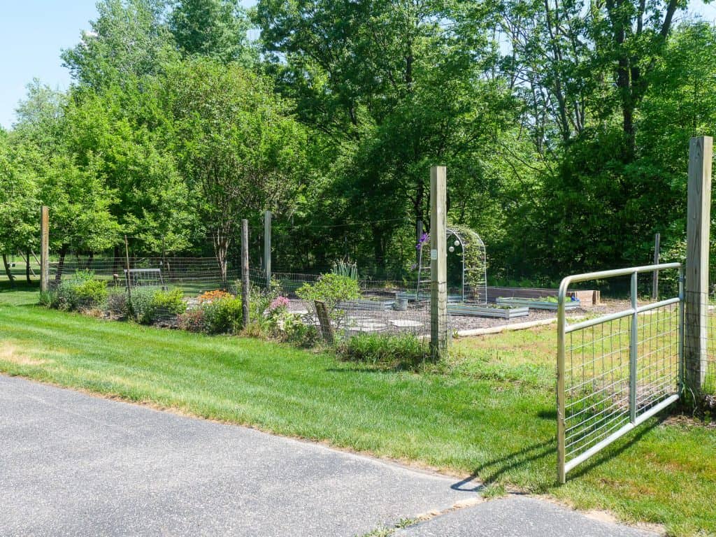 Garden area with a gate.