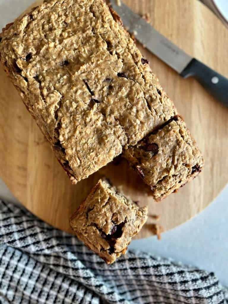 Banana bars cut to serve