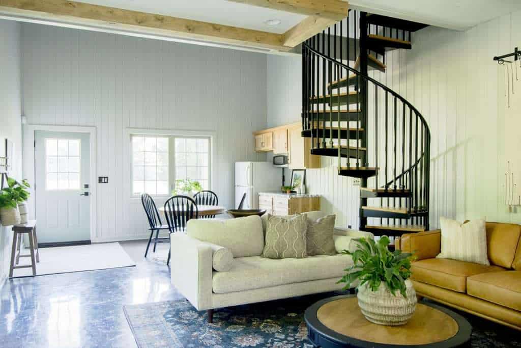 Spiral staircase in a guest house.