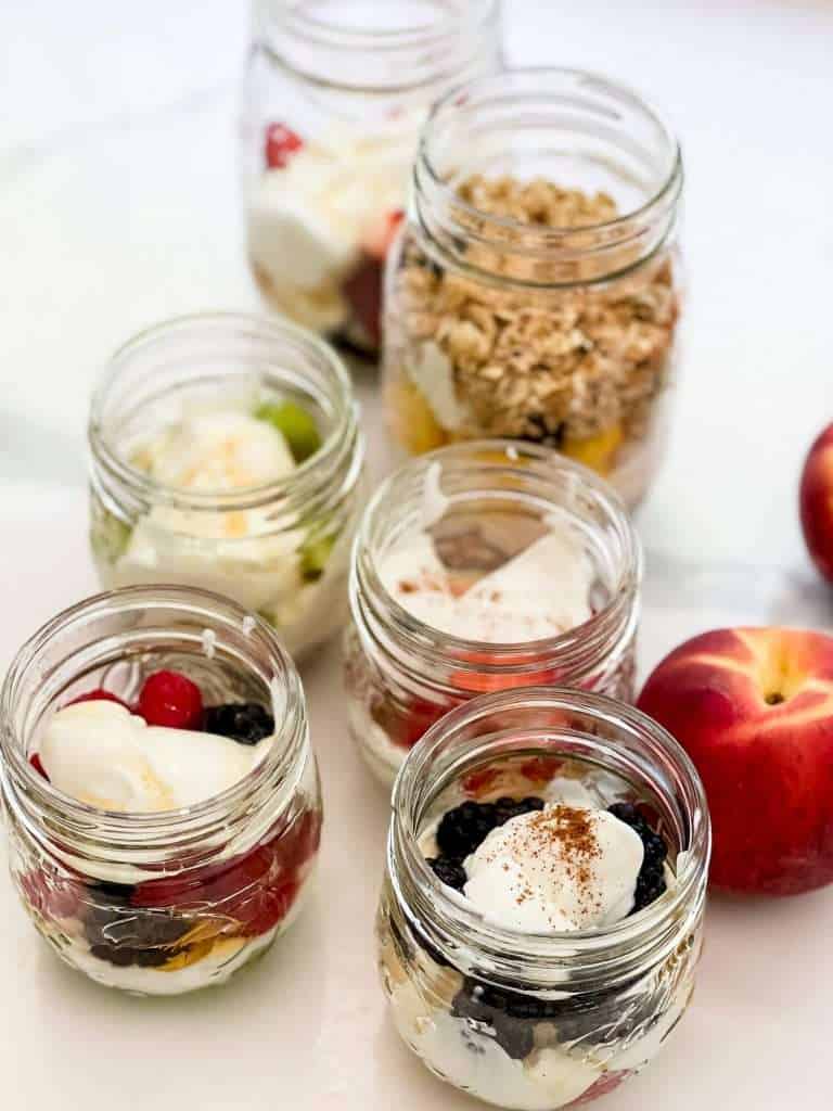 Yogurt parfait in a jar.