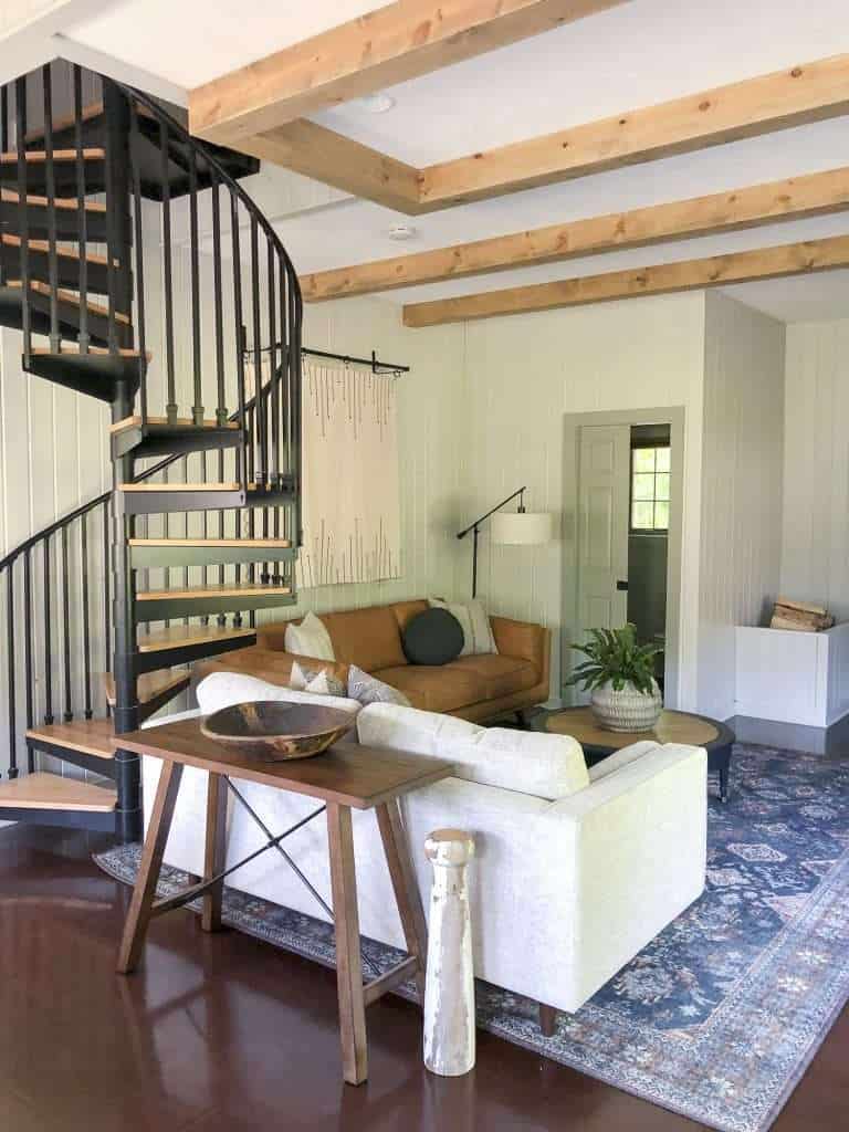 Spiral staircase in a guesthouse.