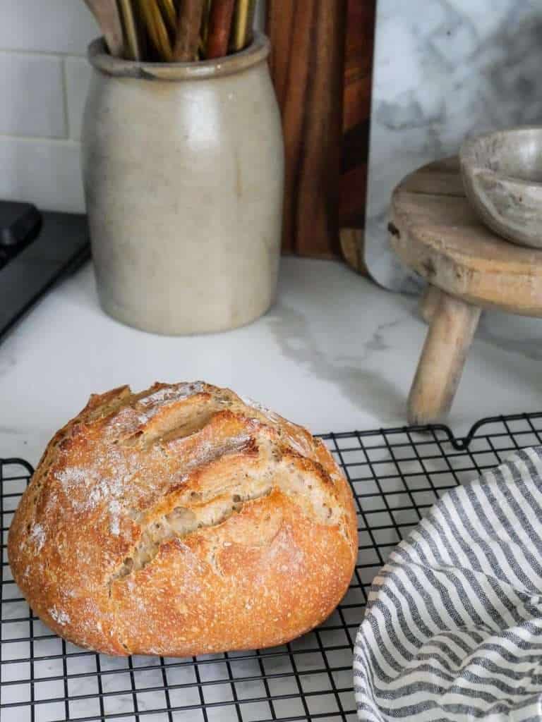 No Knead Whole Wheat Sourdough Bread