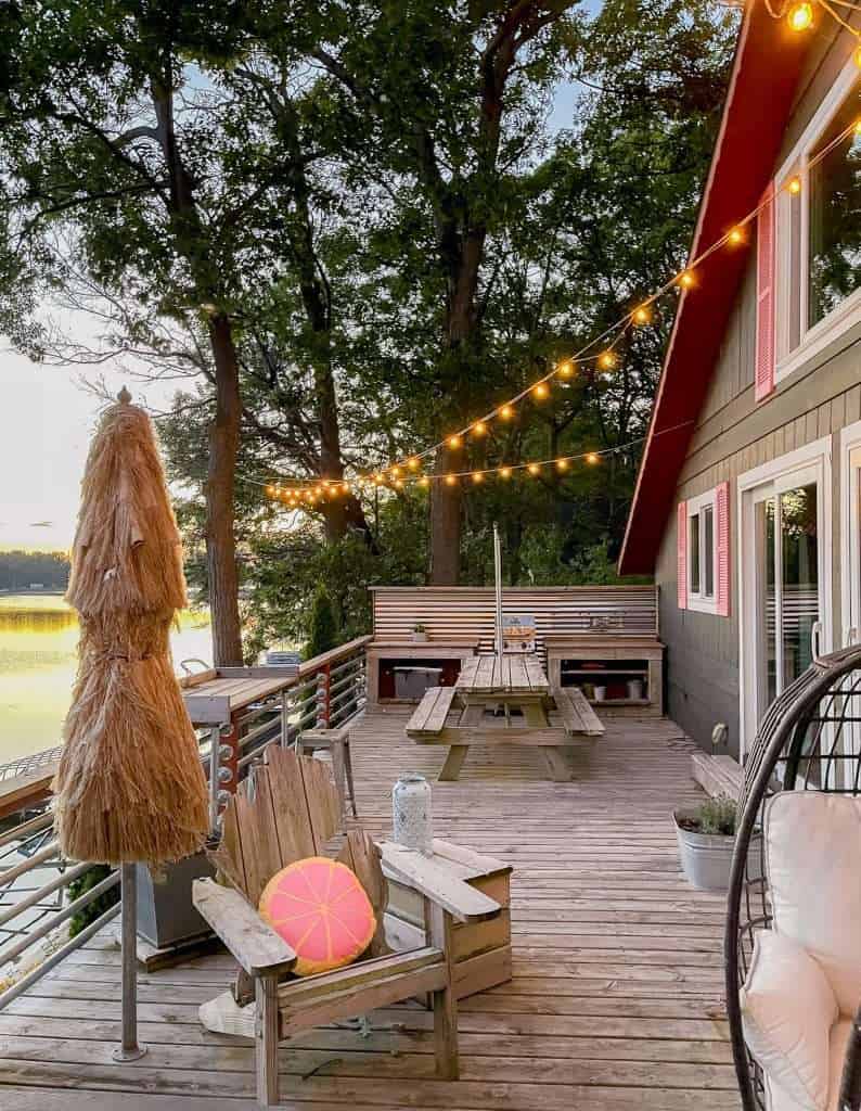 Picnic table on a deck