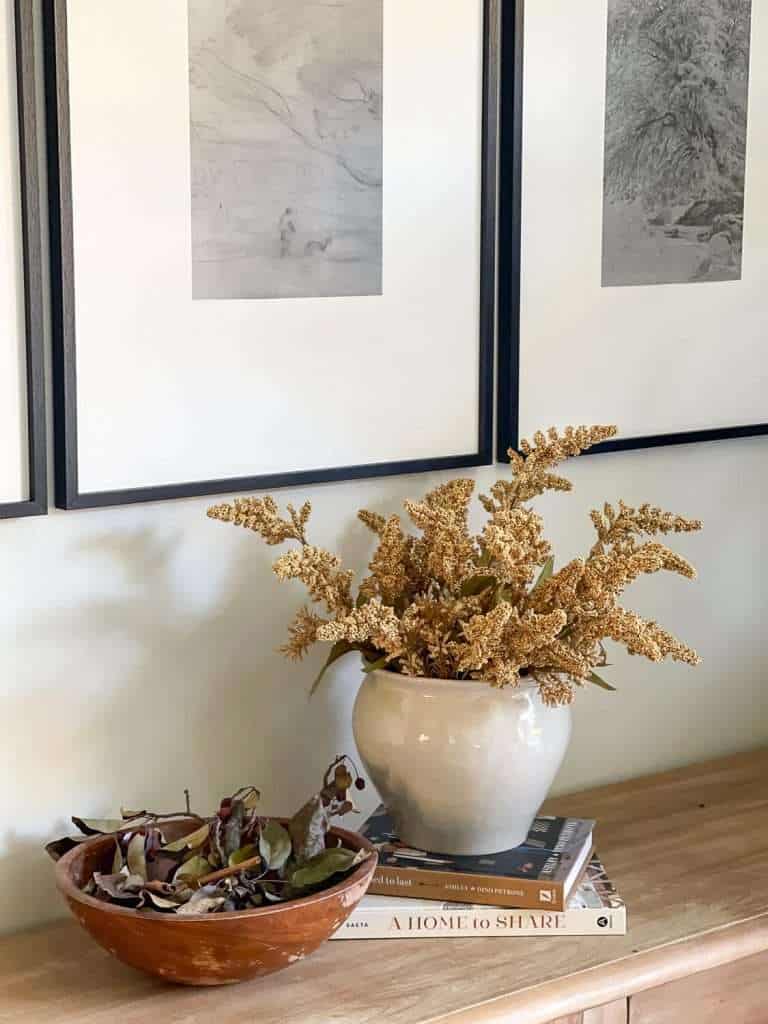 Potpourri bowl with dried flowers.