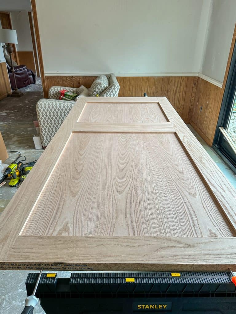 Raw red oak door.