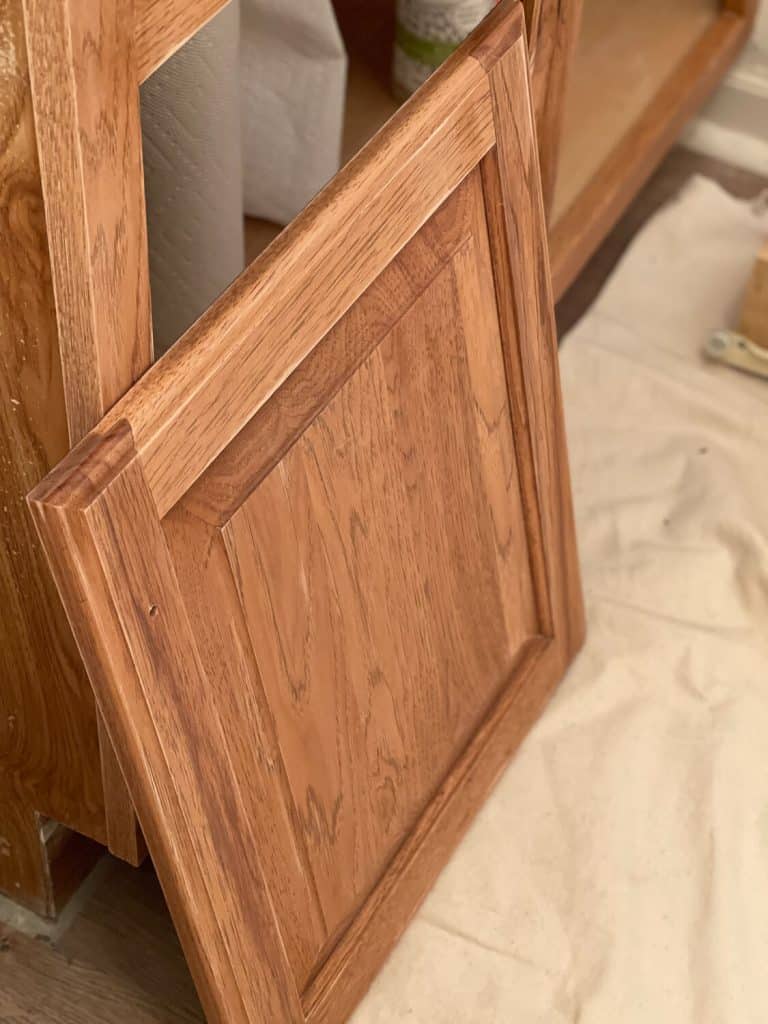 Sanded vanity doors.