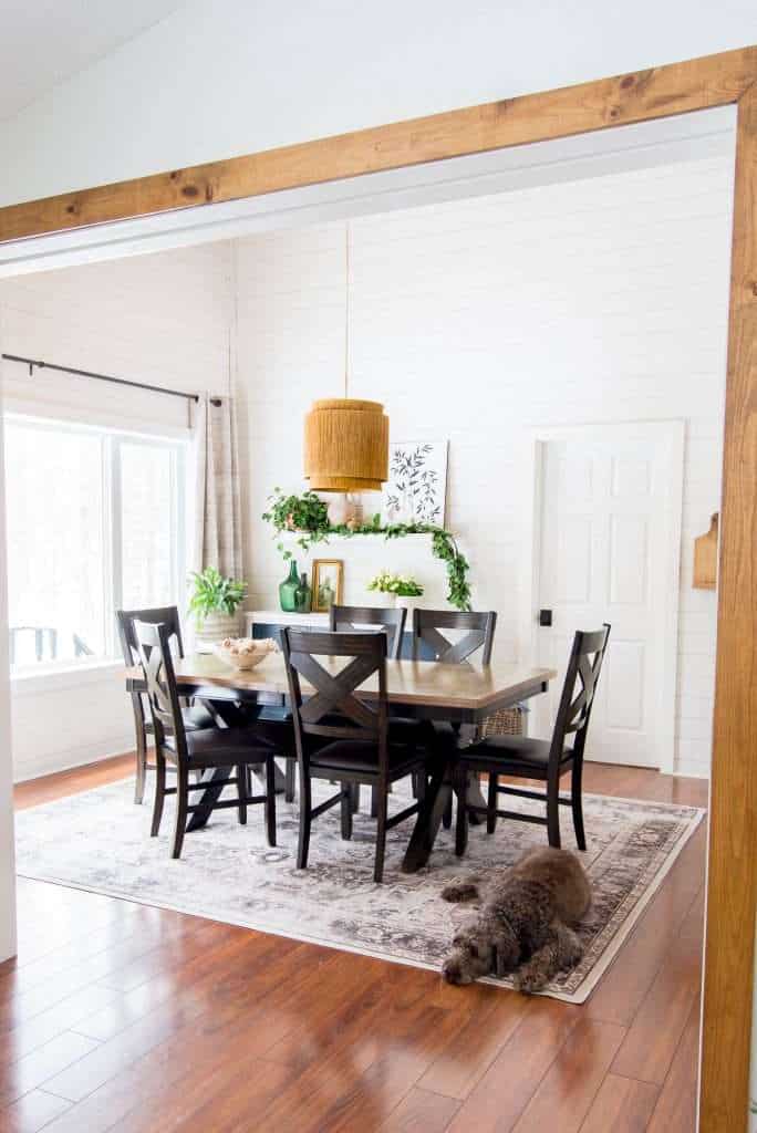 Dining room with plants.