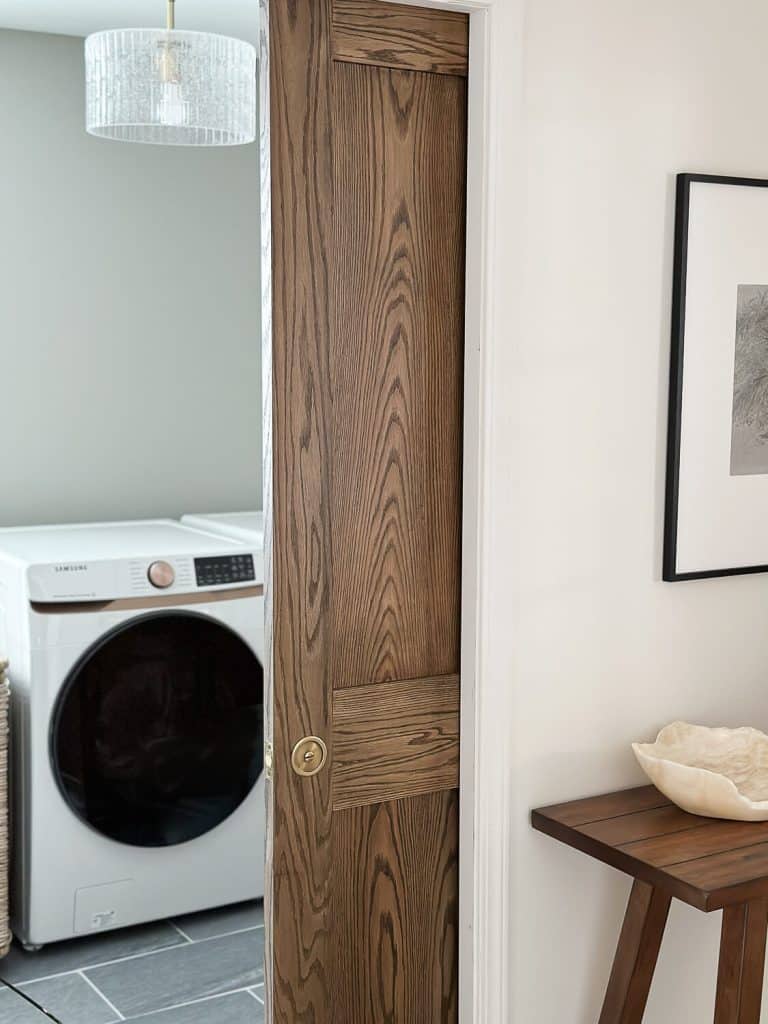 Stained door to a laundry room