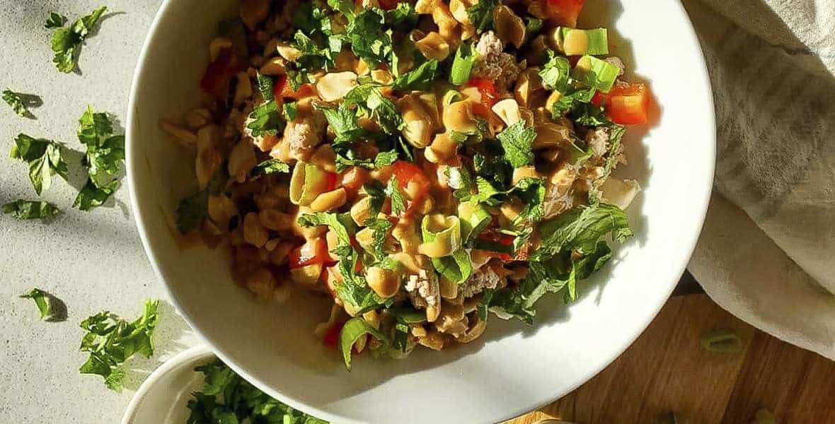 Simple Thai Turkey Salad with Peanut Lime Sauce 