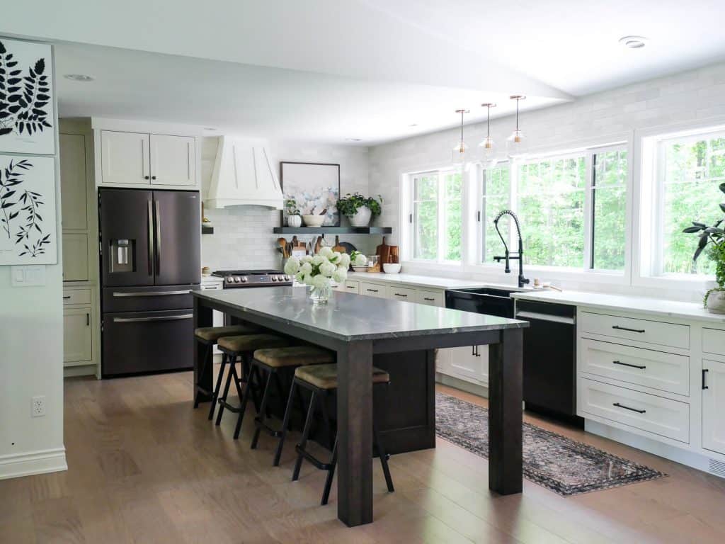 Organic modern kitchen with large center island.