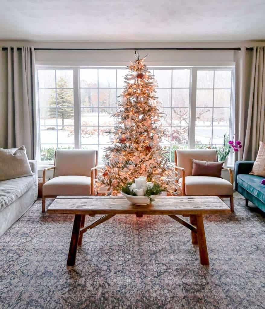 Christmas tree in a living room.